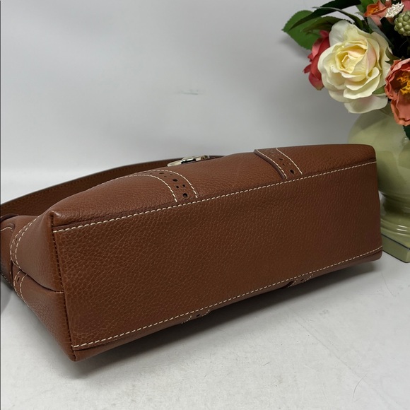 DOONEY & BOURKE SHOULDER HAND BAG CARAMEL COLOR GENUINE PEBBLED LEATHER TASSEL - Picture 9 of 17